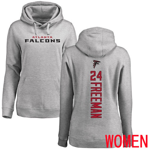 Atlanta Falcons Ash Women Devonta Freeman Backer NFL Football #24 Pullover Hoodie Sweatshirts